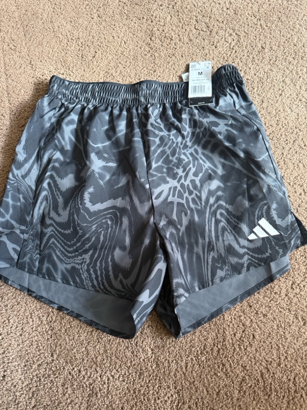 adidas Black and Gray Pattern Running Shorts
